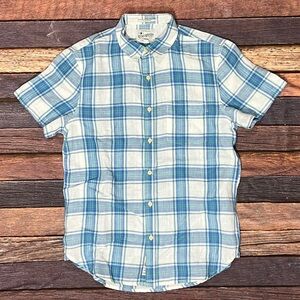 Lucky Brand Plaid Short Sleeve Button Down Mens Flannel Shirt